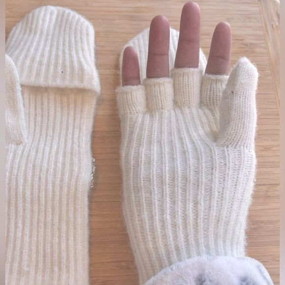 Anthropologie Mittens Fliptop Fingerless Gloves with CZ Crystals One Size - Picture 3 of 6